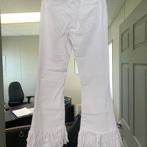 Lux Moda white frayed flair jeans size 4